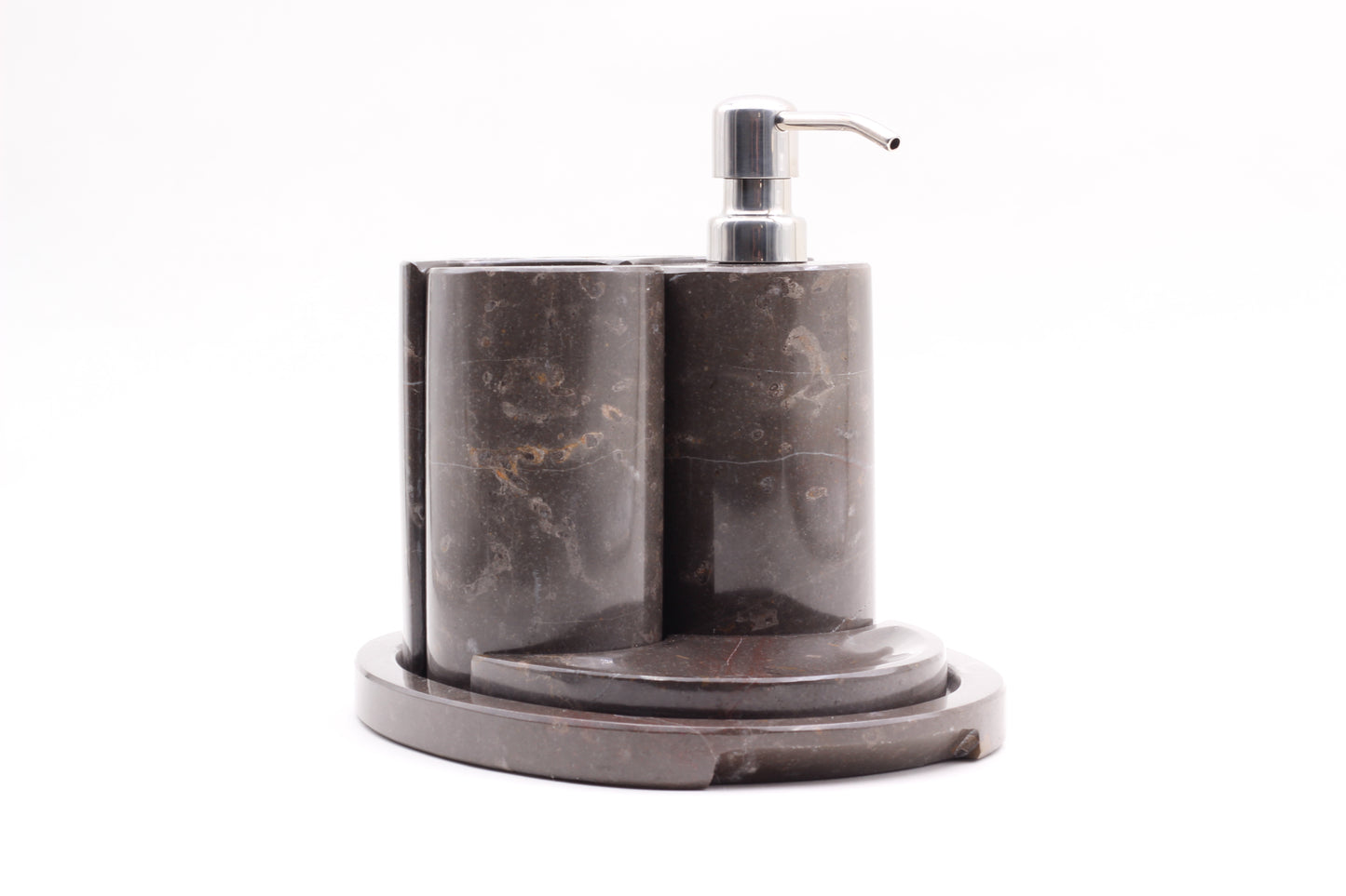 Brown Marble Bathroom Accessory Set – 5 Piece Handcrafted Set