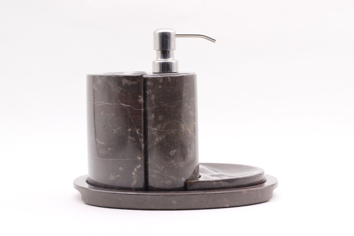 Brown Marble Bathroom Accessory Set – 5 Piece Handcrafted Set