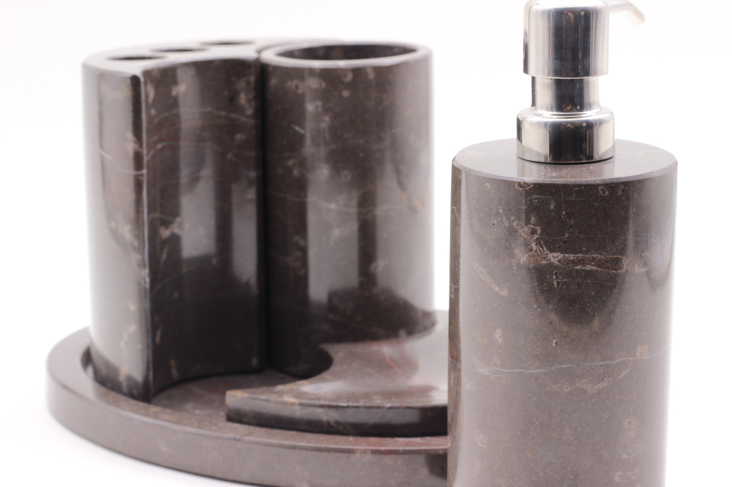 Brown Marble Bathroom Accessory Set – 5 Piece Handcrafted Set