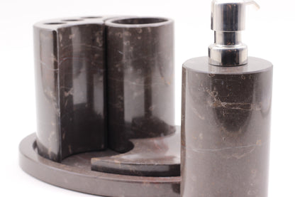 Brown Marble Bathroom Accessory Set – 5 Piece Handcrafted Set