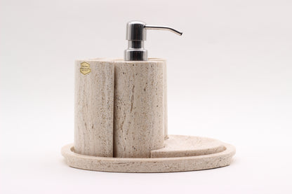 Natural Travertino Bathroom Accessory Set – 5 Piece Handcrafted Set