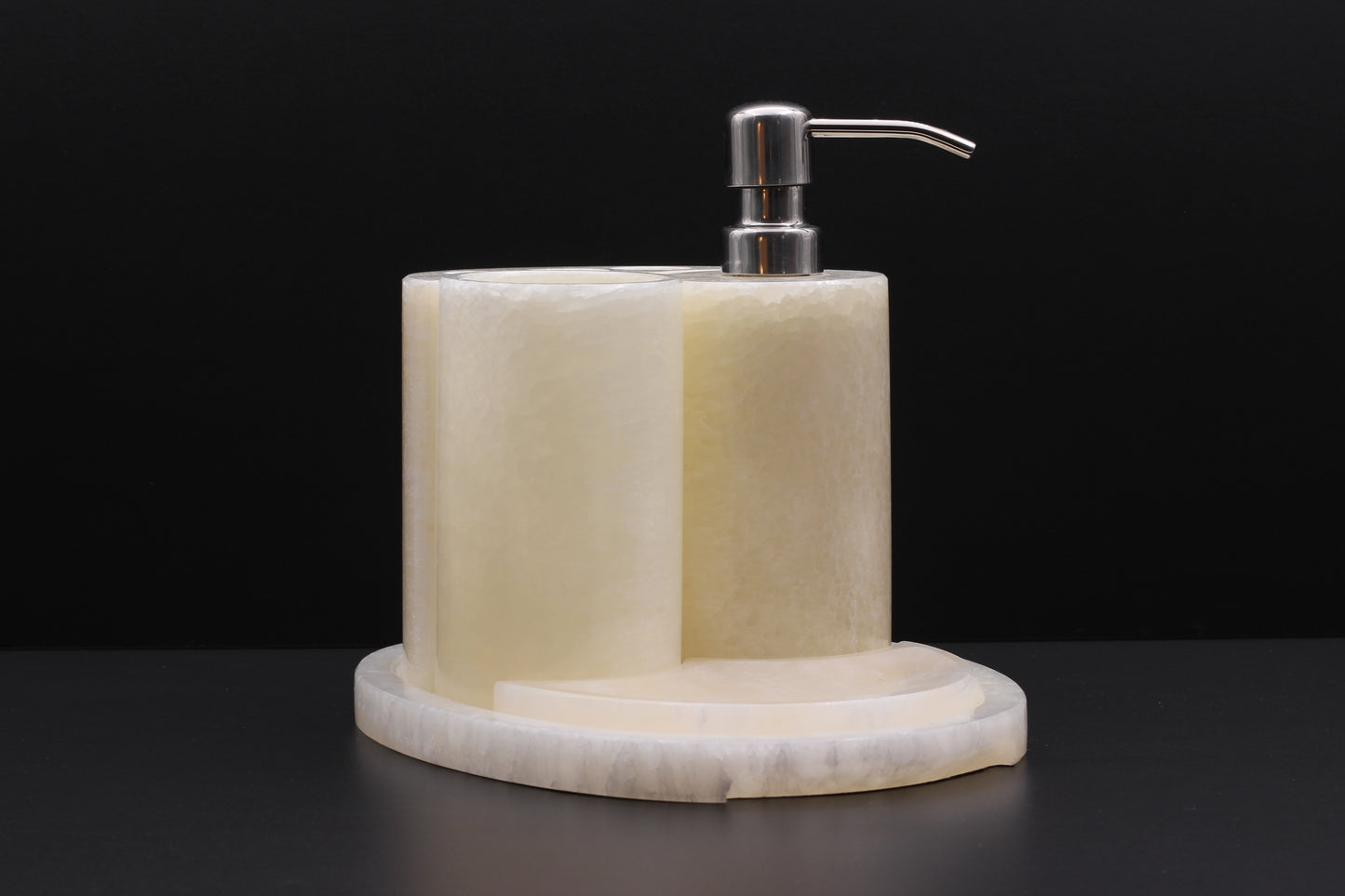 Cream Onyx Bathroom Accessory Set – 5 Piece Handcrafted Set