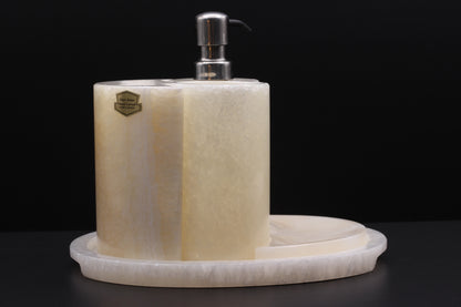 Cream Onyx Bathroom Accessory Set – 5 Piece Handcrafted Set