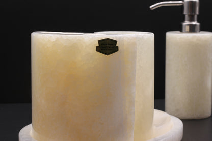 Cream Onyx Bathroom Accessory Set – 5 Piece Handcrafted Set