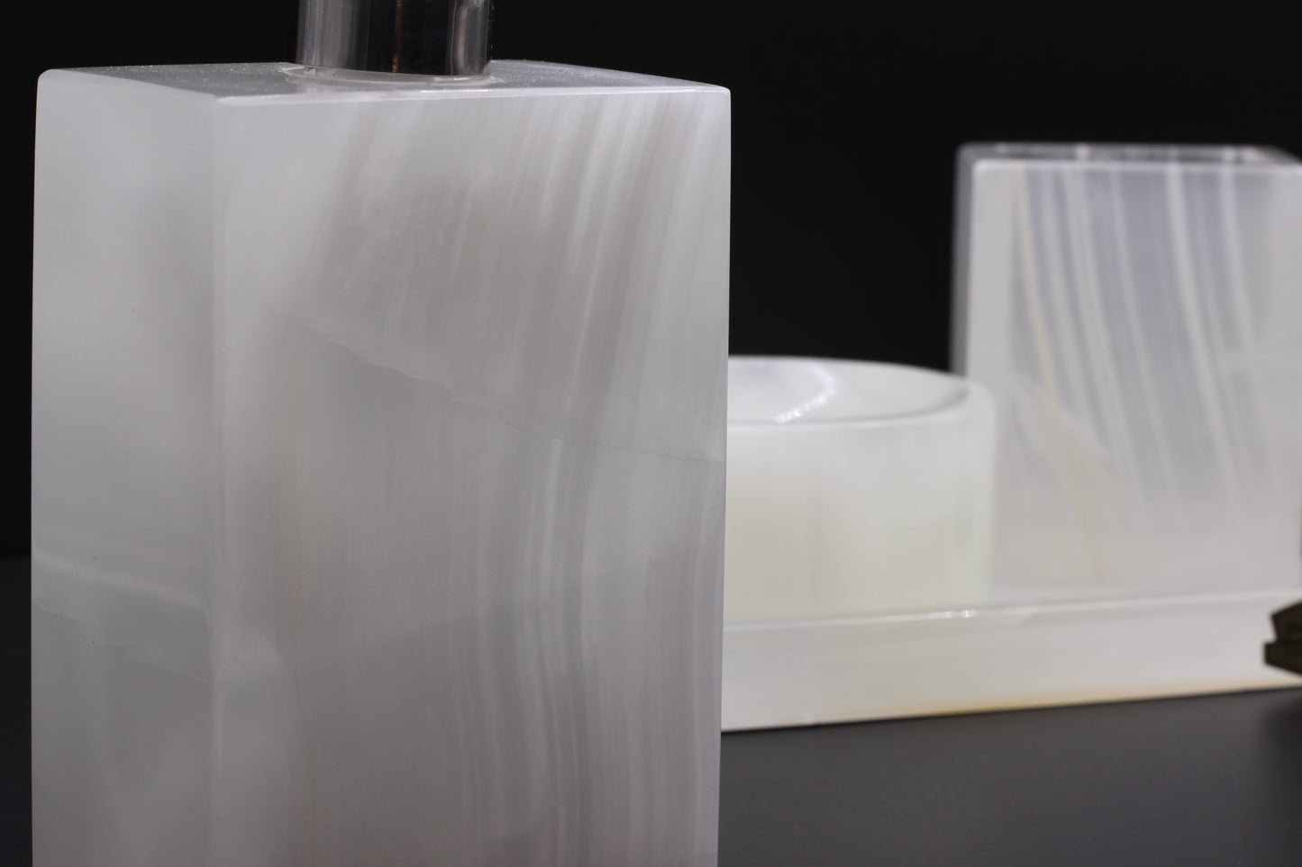 Translucent Onyx Bathroom Accessory Set – 4 Piece Handcrafted Set