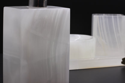 Translucent Onyx Bathroom Accessory Set – 4 Piece Handcrafted Set