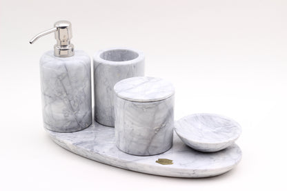 Grey Marble Bathroom Accessory Set – 5 Piece Handcrafted Set