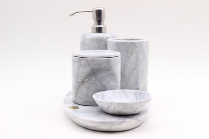 Grey Marble Bathroom Accessory Set – 5 Piece Handcrafted Set
