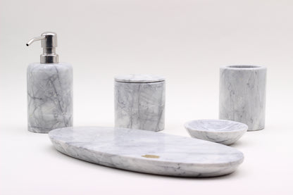 Grey Marble Bathroom Accessory Set – 5 Piece Handcrafted Set