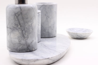 Grey Marble Bathroom Accessory Set – 5 Piece Handcrafted Set