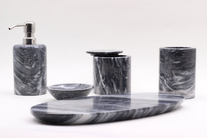 Black & White Marble Bathroom Accessory Set – 5 Piece Handcrafted Set