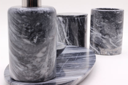 Black & White Marble Bathroom Accessory Set – 5 Piece Handcrafted Set