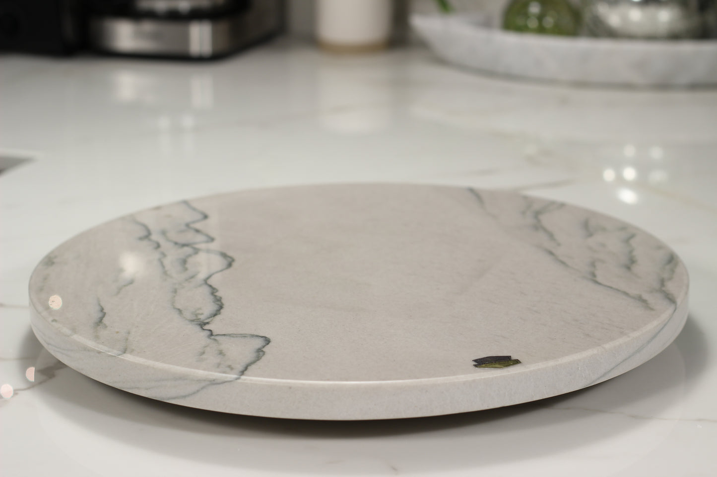 Grey Marble Lazy Susan Serving Tray – 16" Handcrafted Rotating Tray
