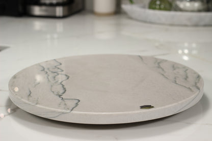 Grey Marble Lazy Susan Serving Tray – 16" Handcrafted Rotating Tray