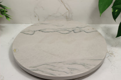 Grey Marble Lazy Susan Serving Tray – 16" Handcrafted Rotating Tray