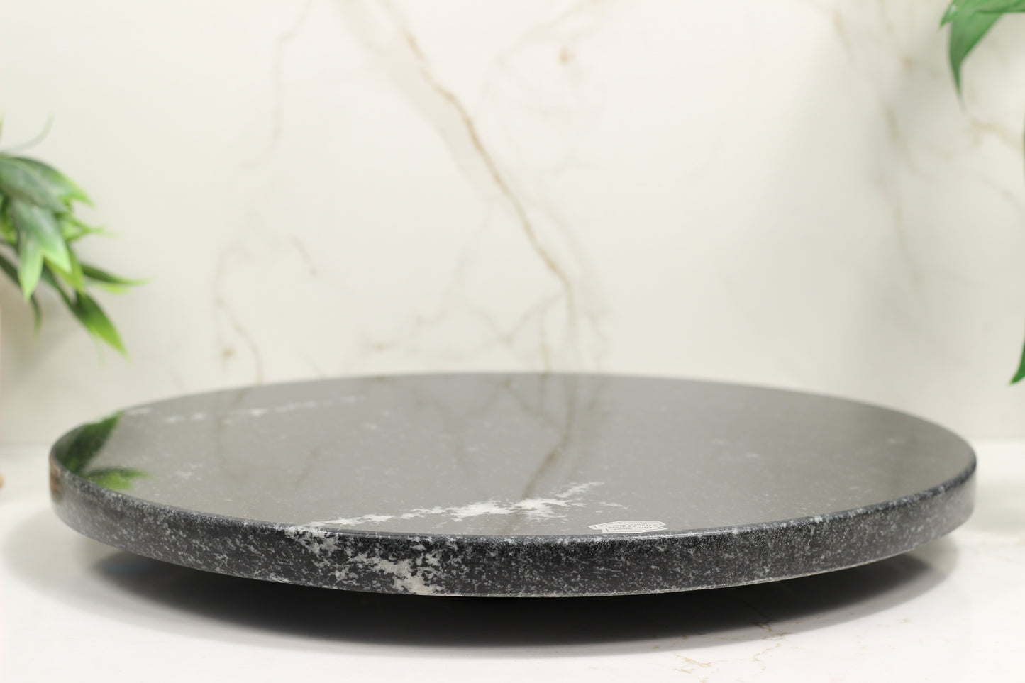 Black Marble Lazy Susan Serving Tray – 14" Handcrafted Rotating Tray