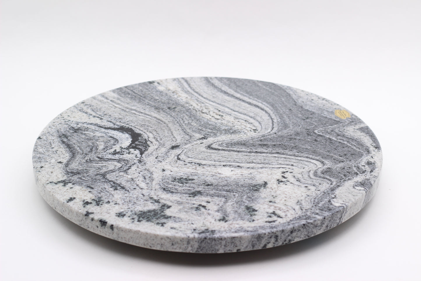 Black & White Marble Lazy Susan Serving Tray – 16" Handcrafted Rotating Tray
