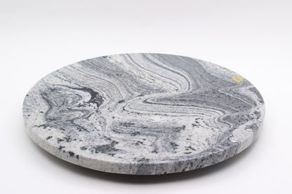 Black & White Marble Lazy Susan Serving Tray – 16" Handcrafted Rotating Tray