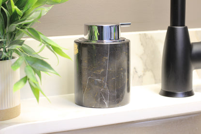 Black Marble & Silver Foaming Soap Dispenser – 10oz Pump Bottle