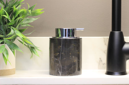 Black Marble & Silver Foaming Soap Dispenser – 10oz Pump Bottle