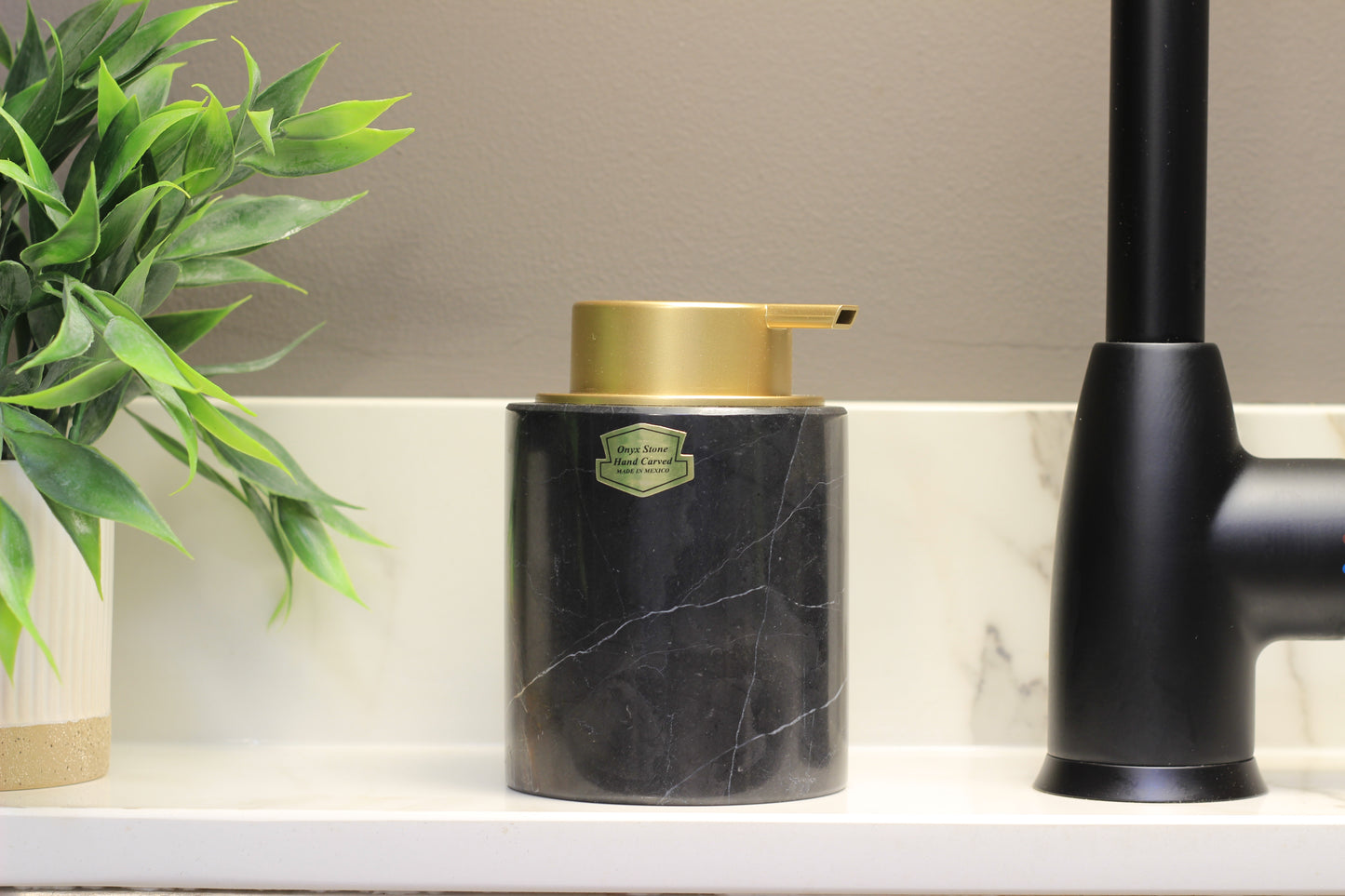 Black Marble & Gold Foaming Soap Dispenser – 10oz Pump Bottle