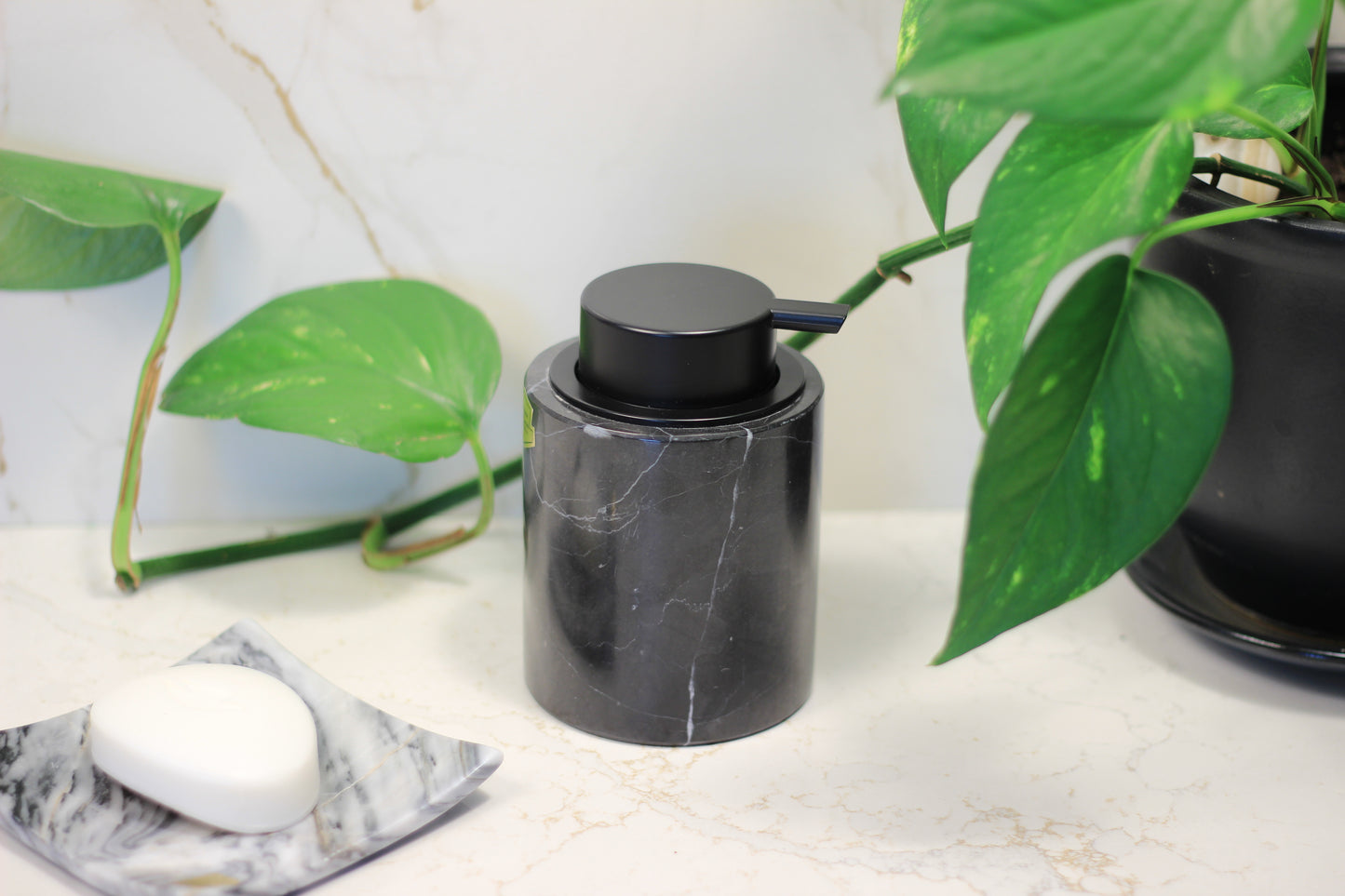 Black Marble Foaming Soap Dispenser – 10oz Pump Bottle