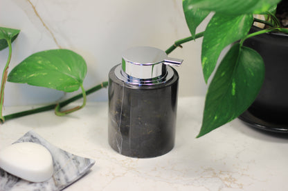 Black Marble & Silver Foaming Soap Dispenser – 10oz Pump Bottle