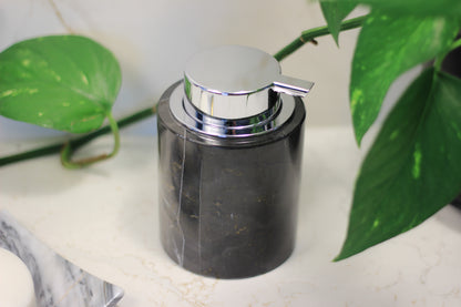Black Marble & Silver Foaming Soap Dispenser – 10oz Pump Bottle