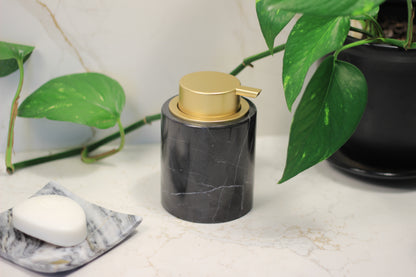 Black Marble & Gold Foaming Soap Dispenser – 10oz Pump Bottle