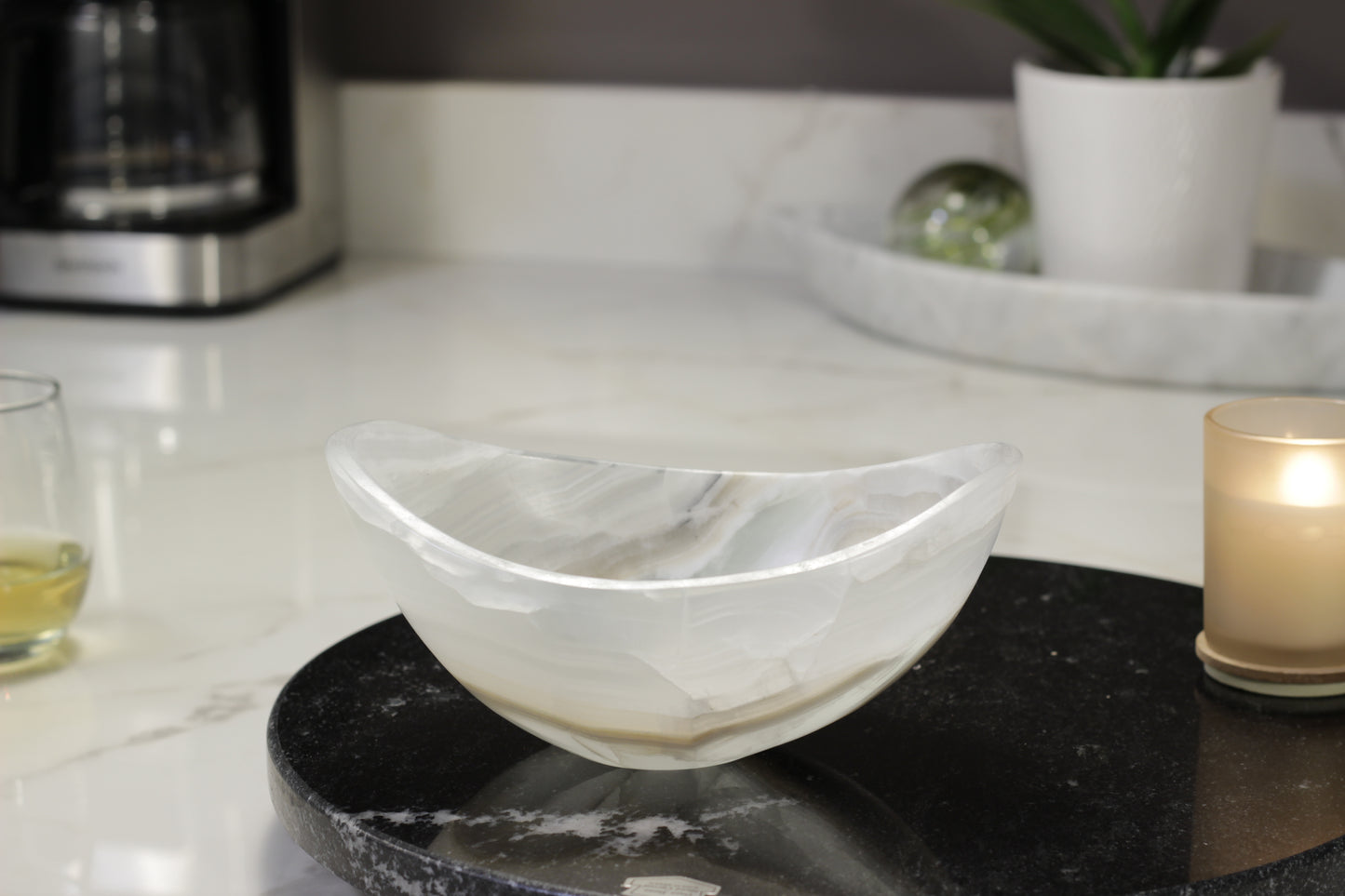 White Onyx Rice Bowl – Handcrafted 8" Serving & Decorative Bowl