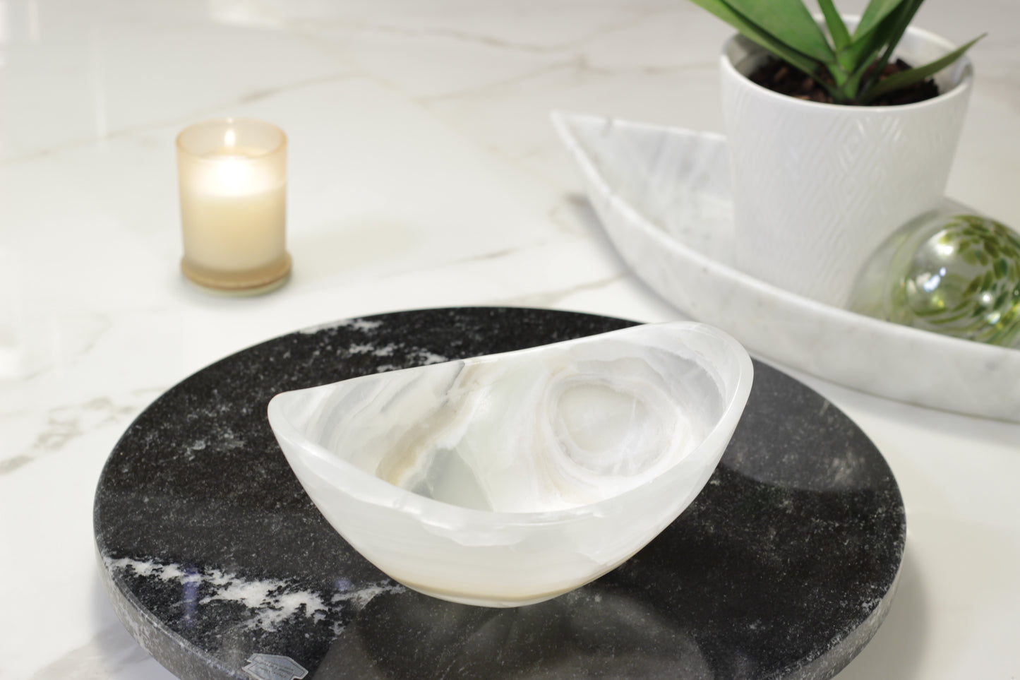 White Onyx Rice Bowl – Handcrafted 8" Serving & Decorative Bowl