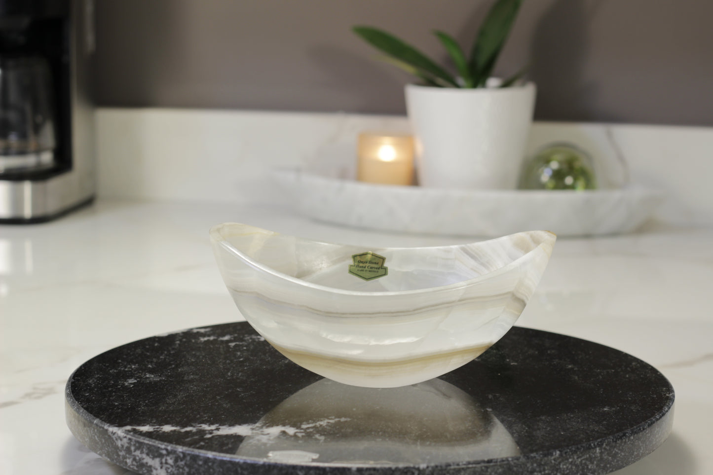 White Onyx Rice Bowl – Handcrafted 8" Serving & Decorative Bowl