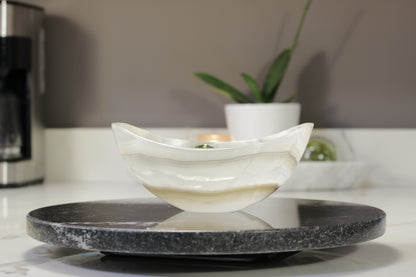 White Onyx Rice Bowl – Handcrafted 8" Serving & Decorative Bowl