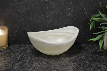 White Onyx Rice Bowl – Handcrafted 8" Serving & Decorative Bowl