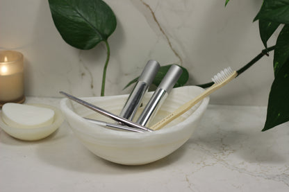 White Onyx Rice Bowl – Handcrafted 8" Serving & Decorative Bowl