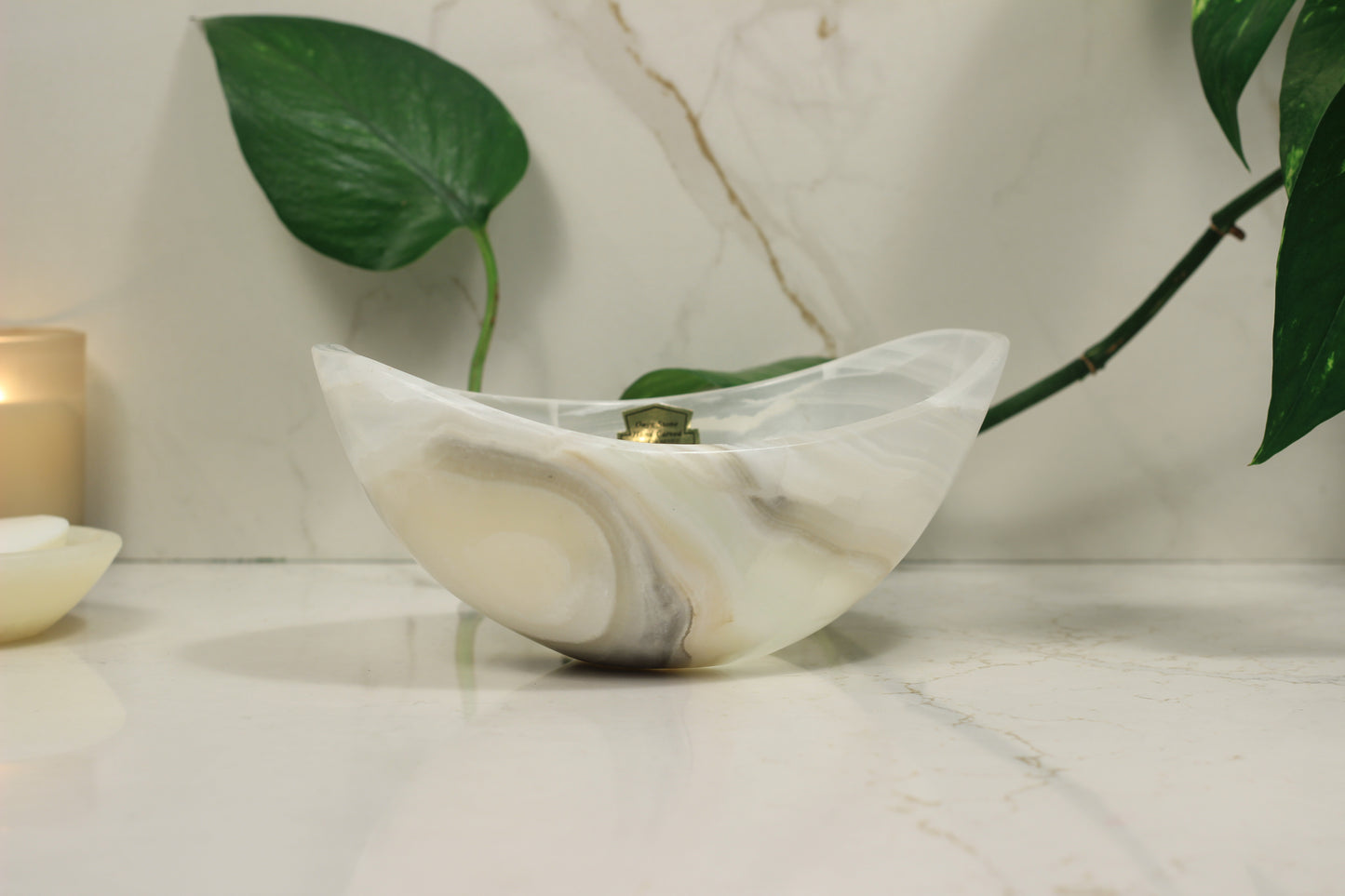 White Onyx Rice Bowl – Handcrafted 8" Serving & Decorative Bowl