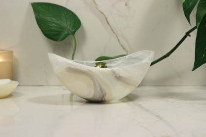 White Onyx Rice Bowl – Handcrafted 8" Serving & Decorative Bowl
