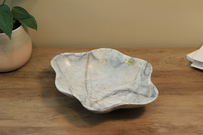 Grey Marble Centerpiece Bowl – 12" x 10" Handcrafted Decorative Accent