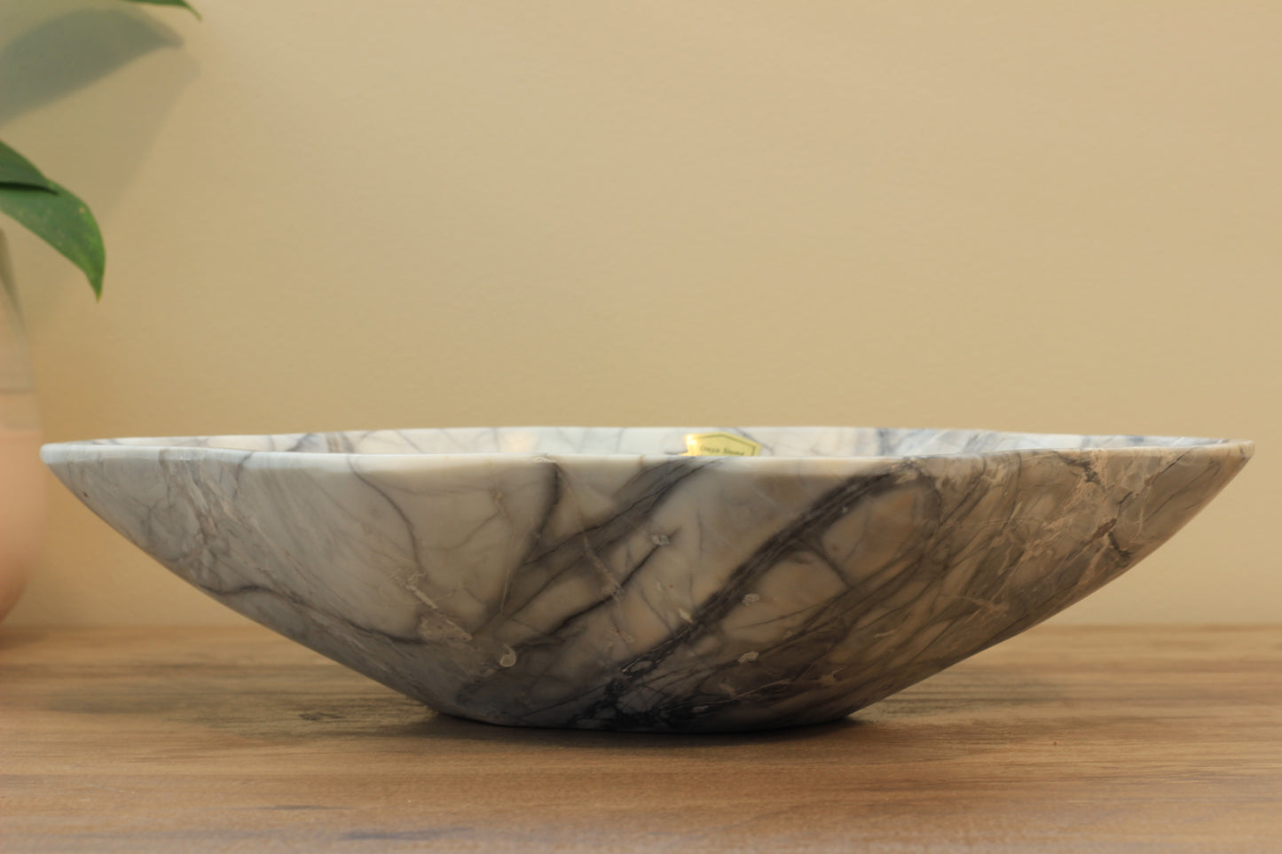Grey Marble Centerpiece Bowl – 12" x 10" Handcrafted Decorative Accent