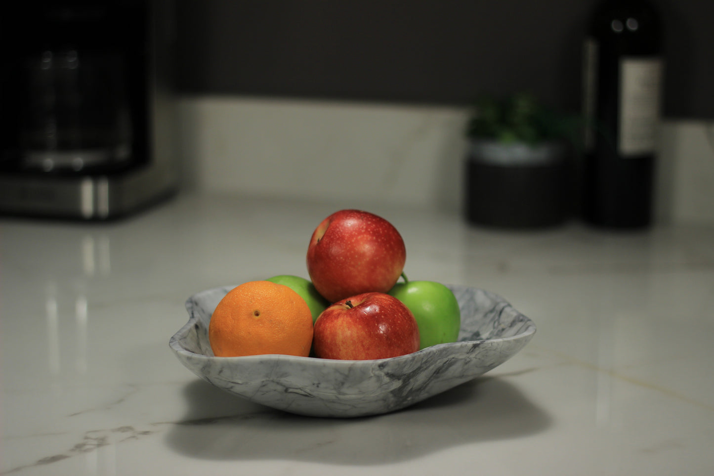 Grey Marble Centerpiece Bowl – 10" x 8" Handcrafted Decorative Accent