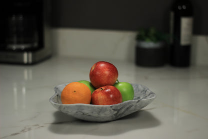 Grey Marble Centerpiece Bowl – 10" x 8" Handcrafted Decorative Accent