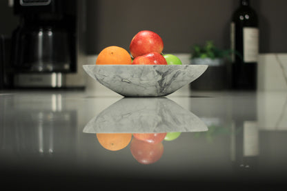 Grey Marble Centerpiece Bowl – 10" x 8" Handcrafted Decorative Accent