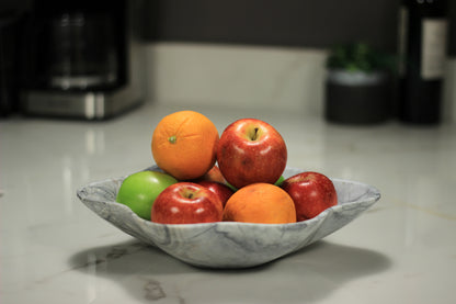 Grey Marble Centerpiece Bowl – 12" x 10" Handcrafted Decorative Accent