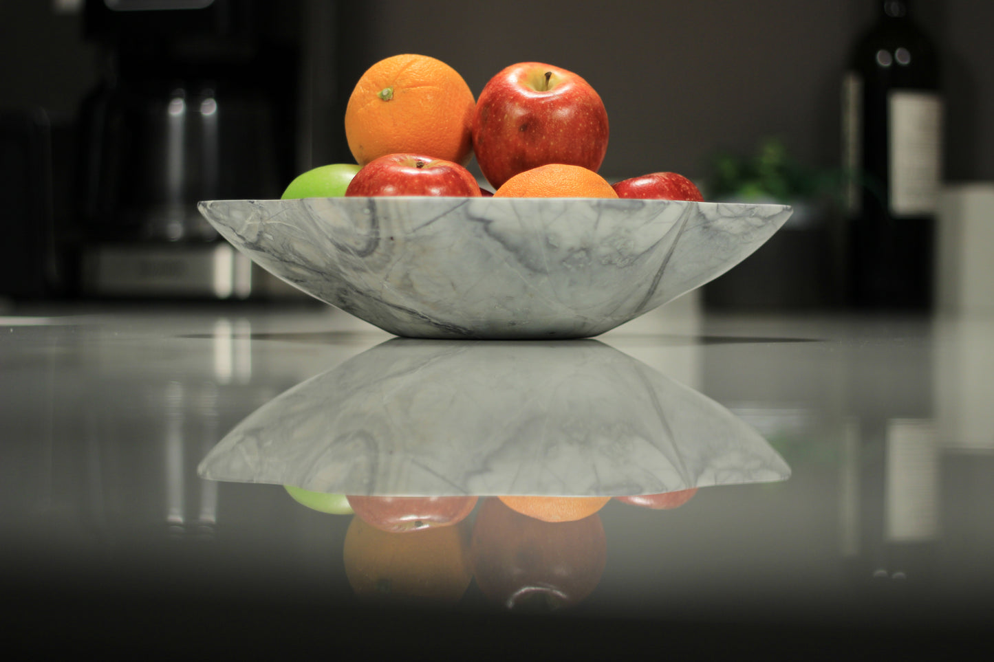 Grey Marble Centerpiece Bowl – 12" x 10" Handcrafted Decorative Accent