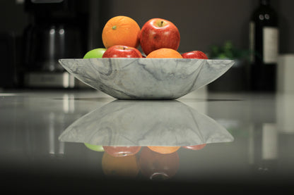 Grey Marble Centerpiece Bowl – 12" x 10" Handcrafted Decorative Accent