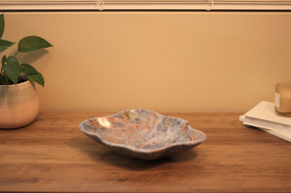 Blue & Red Onyx Centerpiece Bowl – 13" x 10" Handcrafted Decorative Accent
