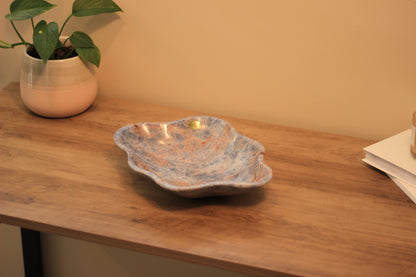 Blue & Red Onyx Centerpiece Bowl – 13" x 10" Handcrafted Decorative Accent