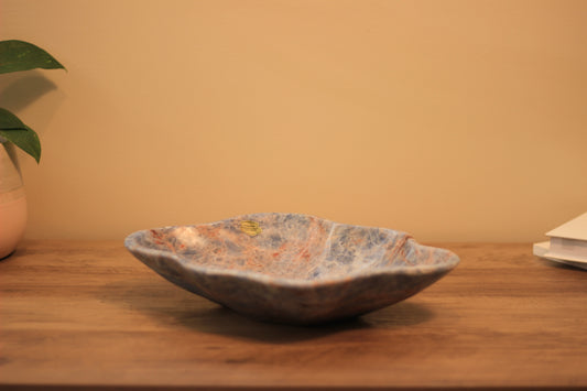 Blue & Red Onyx Centerpiece Bowl – 13" x 10" Handcrafted Decorative Accent