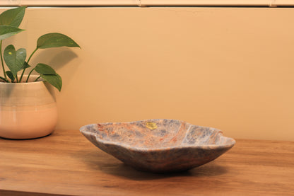 Blue & Red Onyx Centerpiece Bowl – 13" x 10" Handcrafted Decorative Accent
