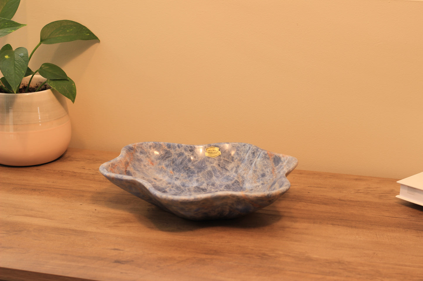 Blue Onyx Centerpiece Bowl – 12" x 10" Handcrafted Decorative Accent